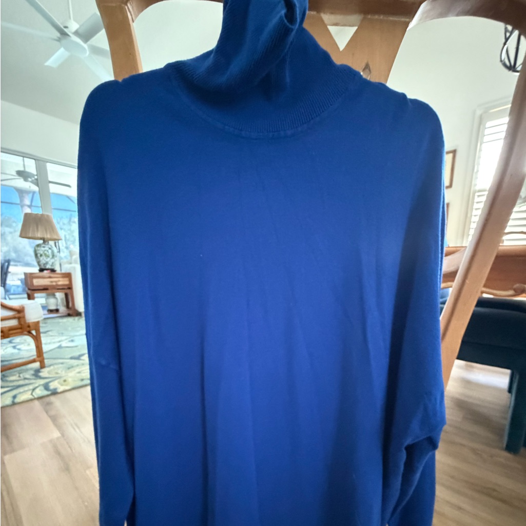Royal Blue Turtleneck Tunic Sweater